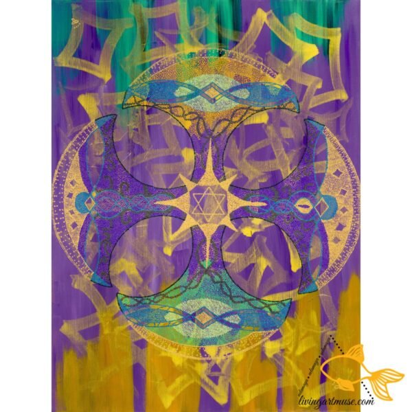 Nela-Maya-Inner-Creation-Web.jpg.jpg Inner Creation | sacred manifestation vibrational art print in purple gold and teal with crescent moons, six-pointed star, and sacred geometry by Living Art Muse