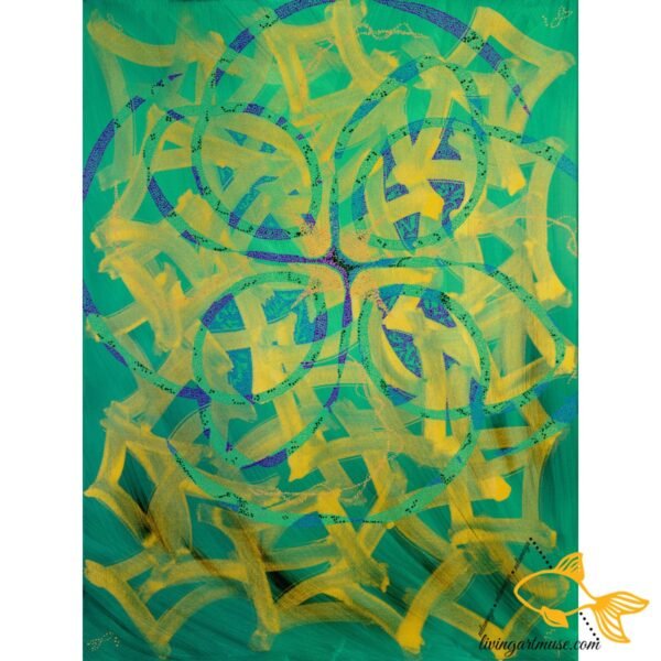 Nela-Maya-Turquoise-Web.jpg.jpg Turquoise | energy spin vibrational art print in turquoise gold and purple with layered sacred geometry circles by Living Art Muse