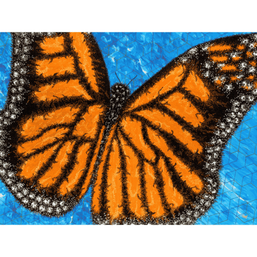 Monarch Monarch | butterfly transformation surrender vibrational art print with sacred geometry in a blue sky by Living Art Muse